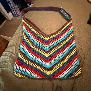 Crochet Patchwork Boho Shoulder Bag | Multicolor Granny Square Purse